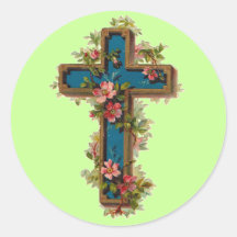 Vintage Floral Cross Sticker