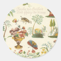 Vintage Floral Fabric (193) Round Sticker