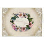 Vintage Floral Lace Wild Pink Rose Swirl Formal Cards