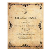 Vintage Floral Monogram Rehearsal Dinner Card Custom Invites