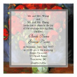 Vintage floral red poppies wedding invitation