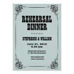 Vintage Floral Rehearsal Dinner Card in Blue invitations