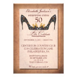 Vintage Floral Shoe 50th Birthday Invitation