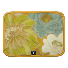Vintage Floral Wallpaper, Turquoise Green & Brown Folio Planner