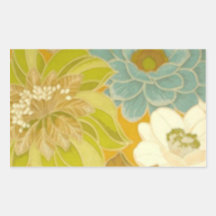 Vintage Floral Wallpaper, Turquoise Green & Brown Rectangle Sticker