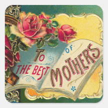 Vintage Floral World's Best Mum Square Stickers