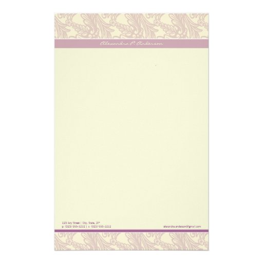 Vintage Flourish Lilac Customised Stationery