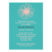Vintage Flower Aqua Invitation