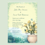 Vintage Flower Pot & Butterfly Wedding invitations