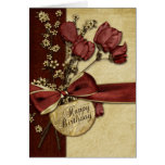 Vintage Flowers Birthday Card