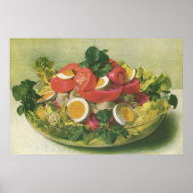 Vintage Food, Organic Mixed Green Mesclun Salad Print