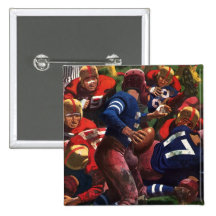 Vintage Football Player; Quarterback with the Ball Buttons