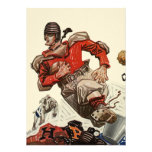 Vintage Football Player Running with the Ball Invitation