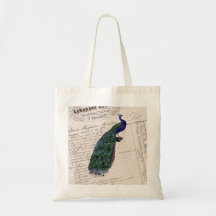 Vintage French Chic Blue Peacock Bags