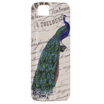 Vintage French Chic Blue Peacock iPhone 5 Covers
