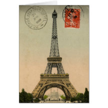 Vintage French Chic Eiffel Tower Paris Postcard