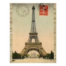 Vintage French Chic Eiffel Tower Paris Postcard