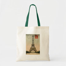 Vintage French Chic Eiffel Tower Paris Postcard Bag