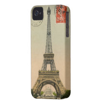 Vintage French Chic Eiffel Tower Paris Postcard Case-Mate iPhone 4 Cases