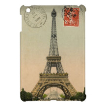 Vintage French Chic Eiffel Tower Paris Postcard iPad Mini Cases