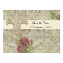 Vintage French Collage Save the Date Post Card