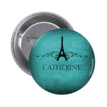 Vintage French Flourish Button, Teal