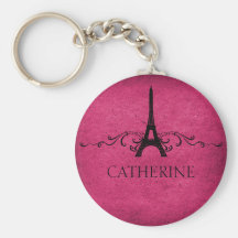 Vintage French Flourish Keychain, Pink