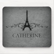 Vintage French Flourish Mousepad, Grey