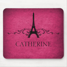 Vintage French Flourish Mousepad, Pink