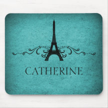 Vintage French Flourish Mousepad, Teal
