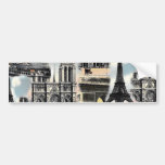 Vintage French Paris Travel Collage Eiffel Tower Bumper Stickers