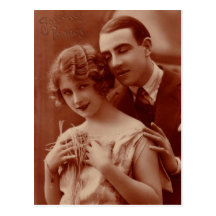 Vintage French Romantic Couple Postcard