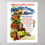 Vintage fresh fruit and flowers Paris to London Print