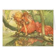 Vintage Frog Prince; Princess and Her Reflection Card