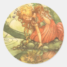Vintage Frog Prince; Princess and Her Reflection Stickers