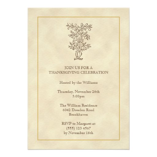 Vintage fruit tree Thanksgiving fall invitation