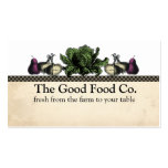 Vintage fruits vegetables food chef catering cards business cards