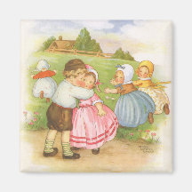 Vintage Georgie Porgie Mother Goose Nursery Rhyme Magnets