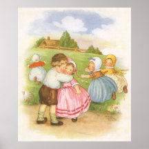 Vintage Georgie Porgie Mother Goose Nursery Rhyme Posters