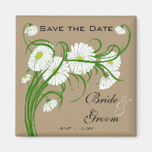 Vintage Gerber Daisy flowers Wedding Save the Date Refrigerator Magnets