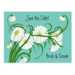Vintage Gerber Daisy flowers Wedding Save the Date Post Card