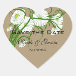 Vintage Gerber Daisy flowers Wedding Save the Date Heart Sticker