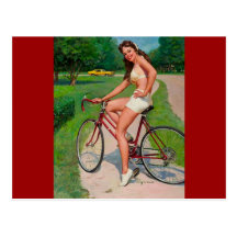 Vintage Gil Elvgren Bicycle Cyclist Pin up Girl Post Card