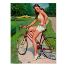 Vintage Gil Elvgren Bicycle Cyclist Pin up Girl Post Card