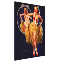Vintage Gil Elvgren Hula Hawaiian Pin UP Girl Stretched Canvas Prints
