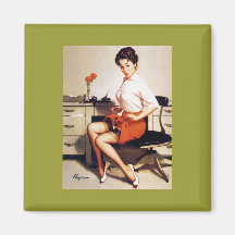 Vintage Gil Elvgren Office Corporate Pinup Girl Refrigerator Magnets
