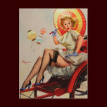 Vintage Gil Elvgren Rickshaw Pin up girl postcards