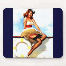 Vintage Gil Elvgren Sailor Nautical Pin up Girl Mouse Pads