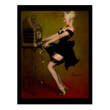 Vintage Gil Elvgren Slot Machine Pinup Girl Post Card