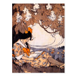 Vintage Girl Reading Under a Tree Post Cards